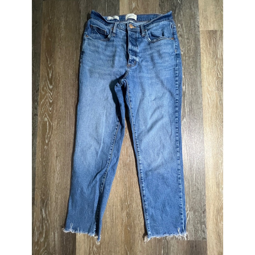 Universal Thread Jeans Womens 8/R Blue High Rise Slim Raw Hem Denim 2207